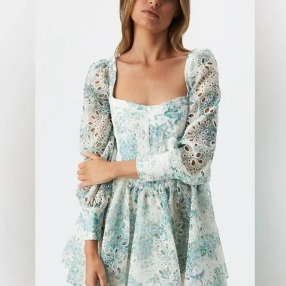 NWT Bardot Eyelet Lila Founce Corset Dress M